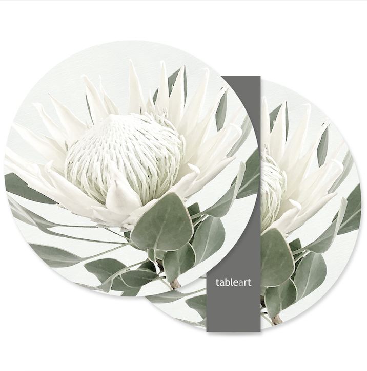 Placemats Round | White King Protea