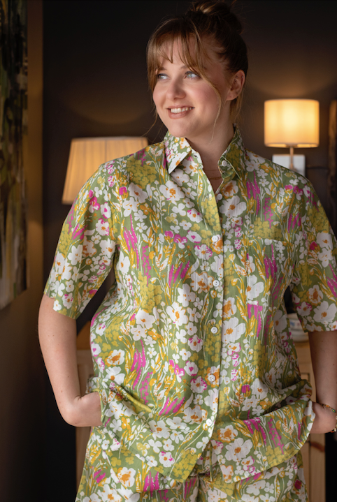 Short Sleeve Top and Short Pant | Pink and Green Floral | 100% Cotton