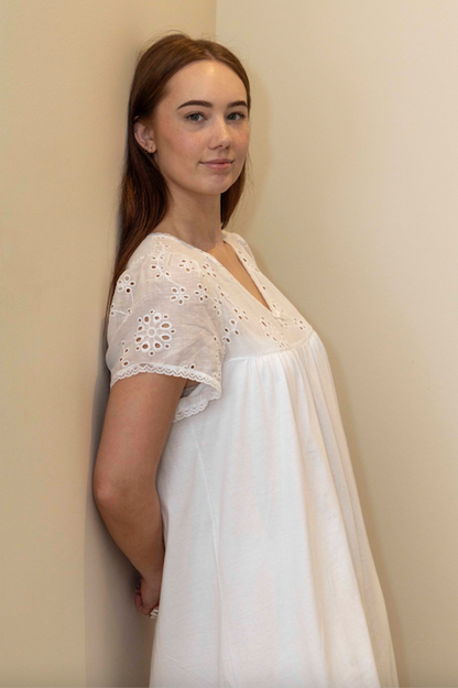 Nightie | Collette | 100% Cotton with Anglaise Trim
