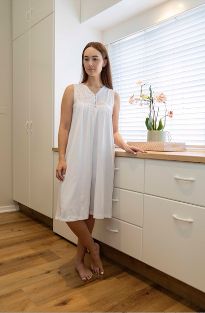 Nightie | Jasmine | 100% Cotton with Anglaise Trim