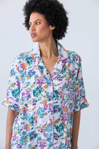 Short Sleeve Top & Pant | Lilac Floral | 100% Rayon