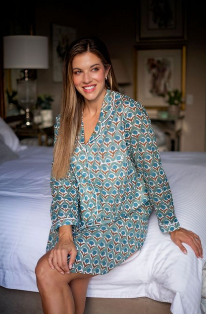 Sleepshirt | Blue Dandelion | 100% Indian Cotton