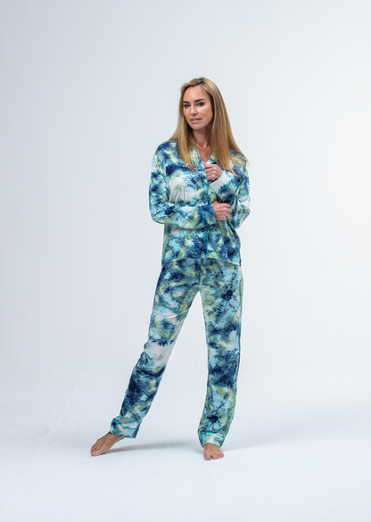 Long Sleeve Top & Pant | Hazy Blue | 100% Rayon