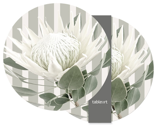 Placemats Round 4 pack | White King Stripe