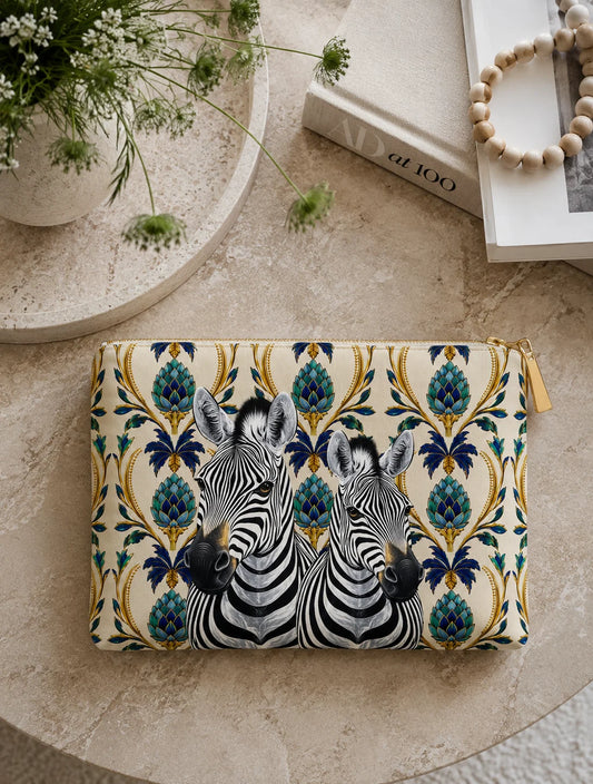 2 Zebras Linen Look | Cosmetic Bag 16 x 21 cm