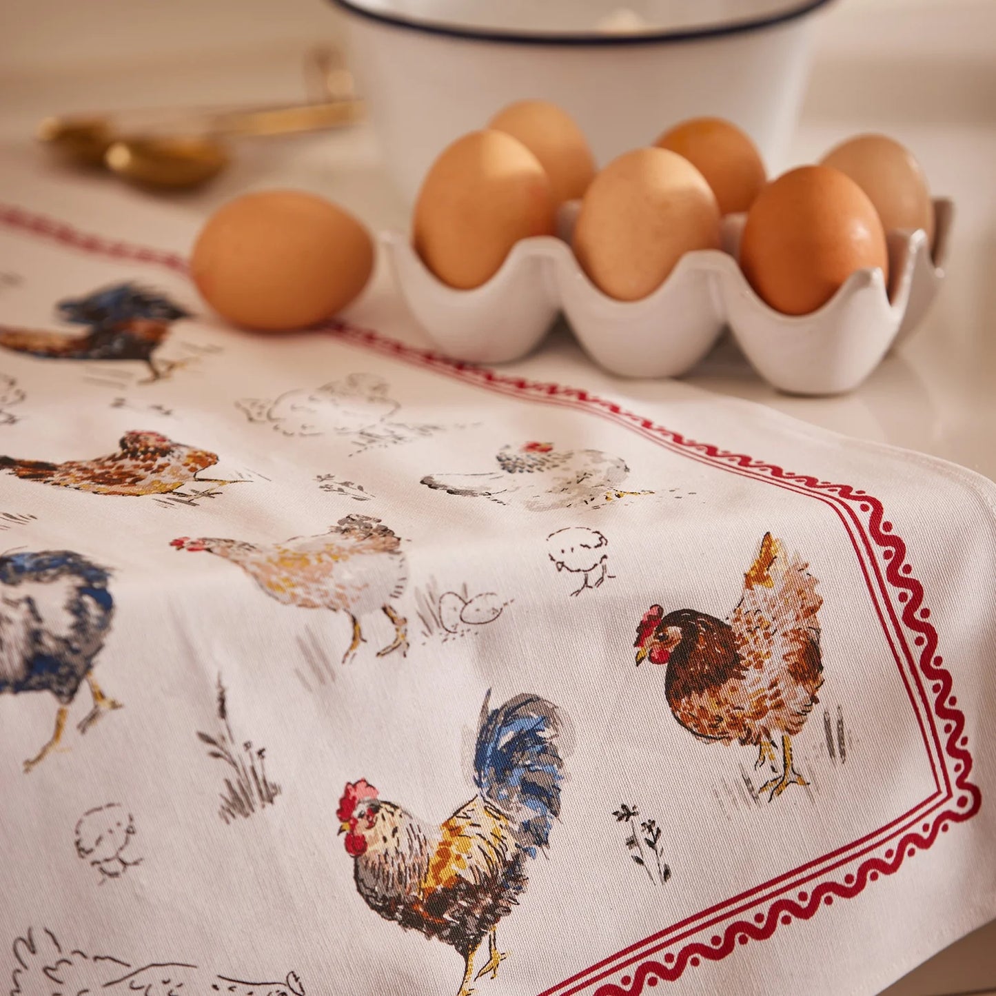 Farm Birds Tea Towel