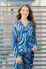 Load image into Gallery viewer, Sleeping Softly Collection - Navy Swirl - 100% Rayon Long Sleeve Top &amp;  Pant
