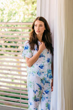 Load image into Gallery viewer, Sleeping Softly Collection - Blue &amp; Sage Floral - 100% Rayon Short Sleeve Top &amp; Ankle Length Pant
