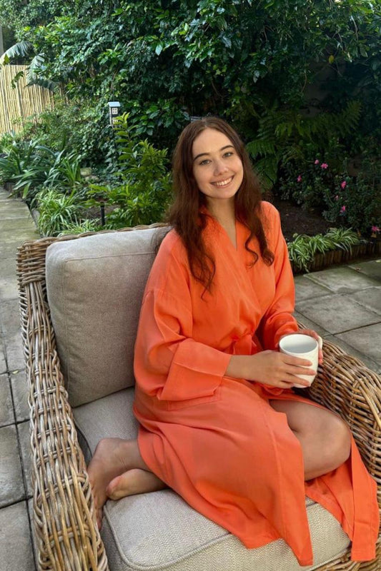 Kimono Gown | Orange Crush | 100% Rayon