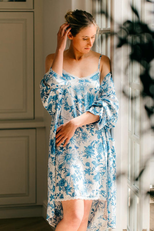 Chemise | Blooming in Blues | 100% Rayon