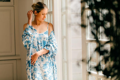 Chemise | Blooming in Blues | 100% Rayon