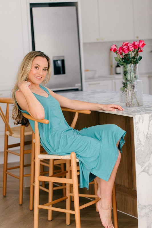 Sleeveless Sleepshirt | Duck Egg | 96% Rayon Knit & 4% Spandex