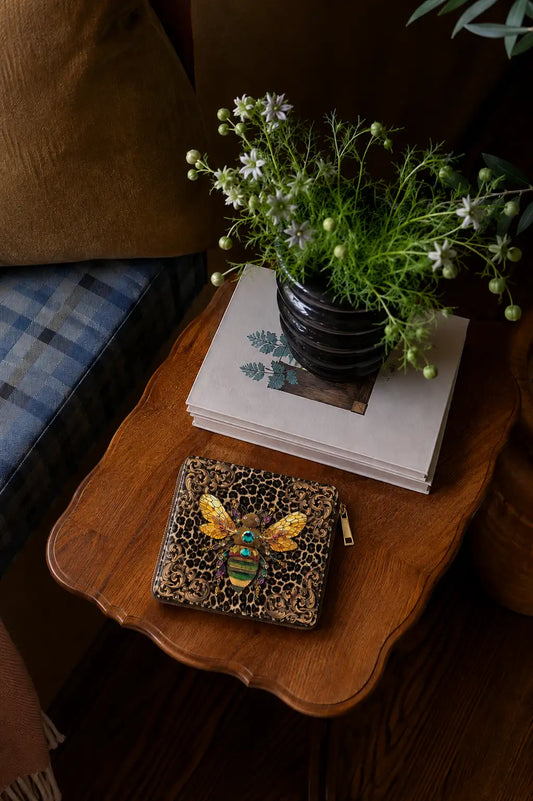 Bee on Leopard Print | Coin Purse 13 x 13 cm