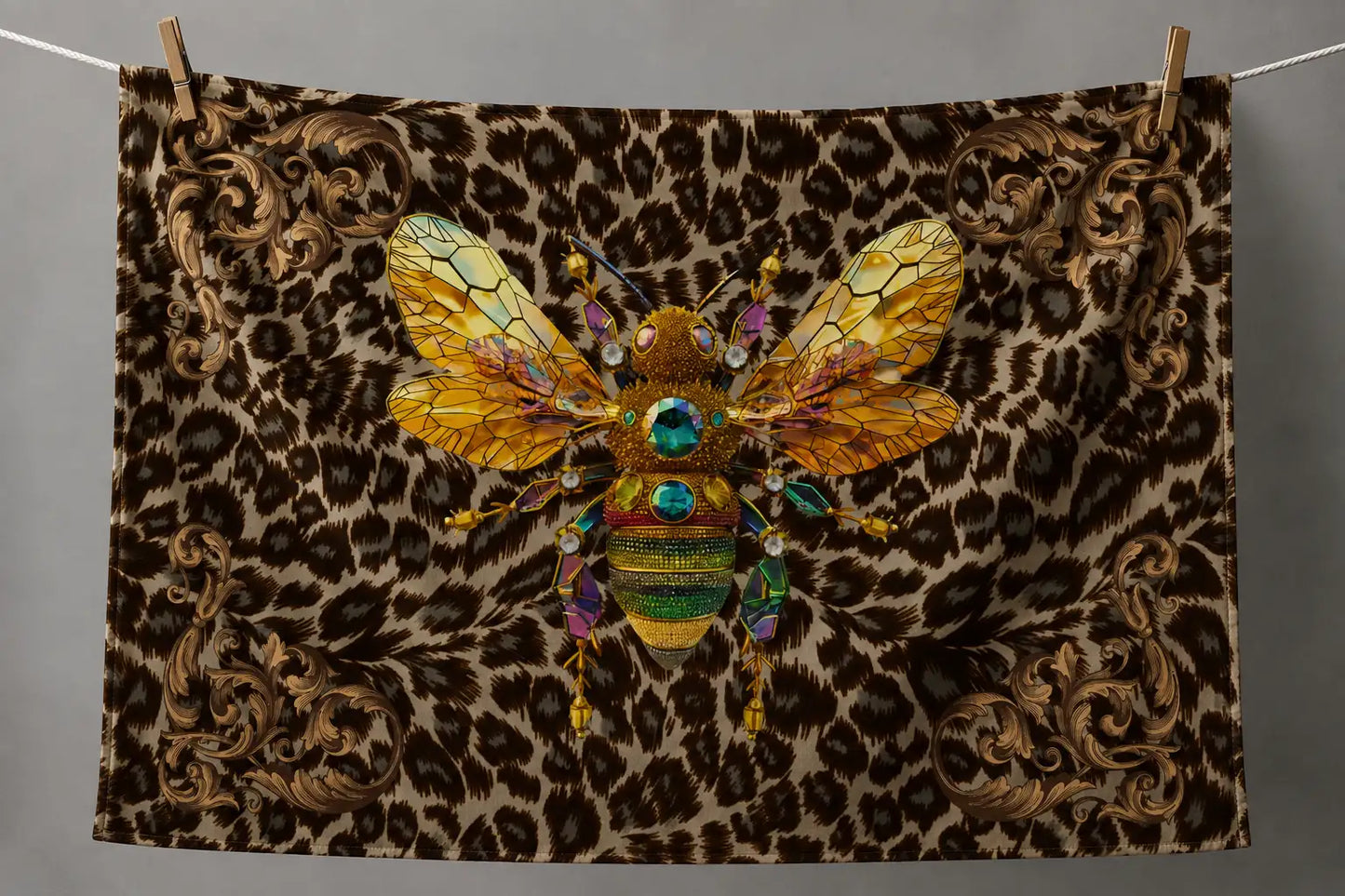Bee on Leopard print | Tea Towel  64 x 44 cm