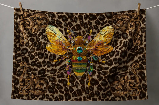 Bee on Leopard Print | Tea Towel 64 x 44 cm