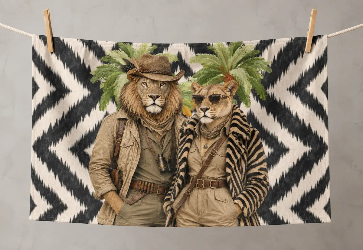 The Tourist Lenni And Libby Lion | Tea Towel 64 x 44 cm