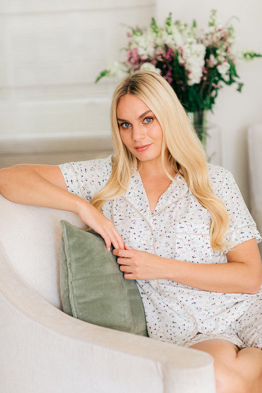 Short Sleeve Top & Pant | Meadow Ditsy Floral | 100% Rayon