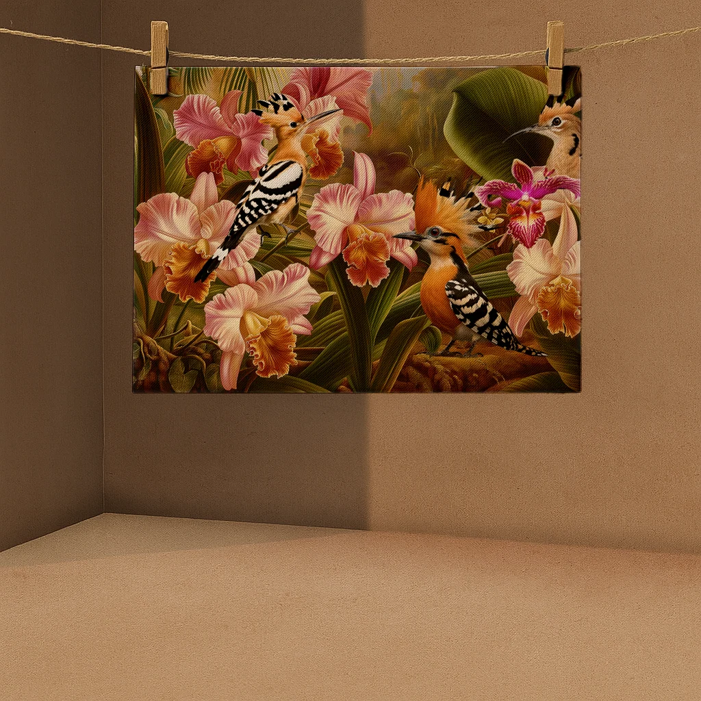 Vintage Hoopoes | Tea Towel  64 x 44 cm