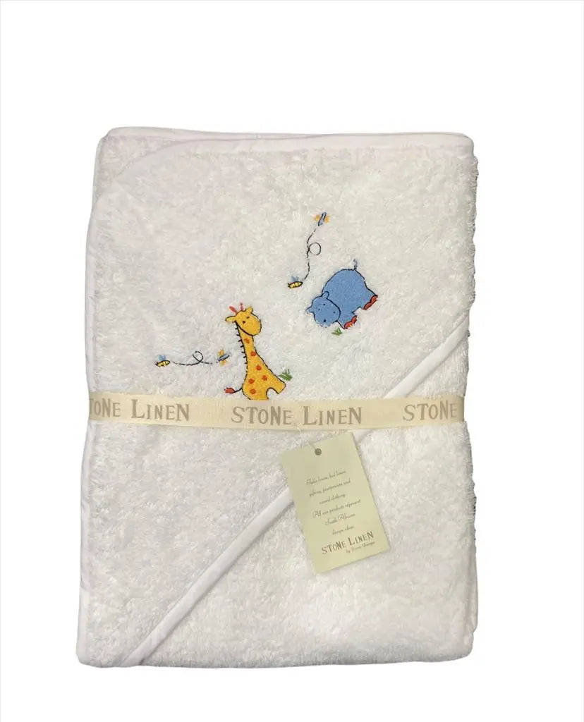 Baby Hooded Cotton Towel - Hippo & Giraffe